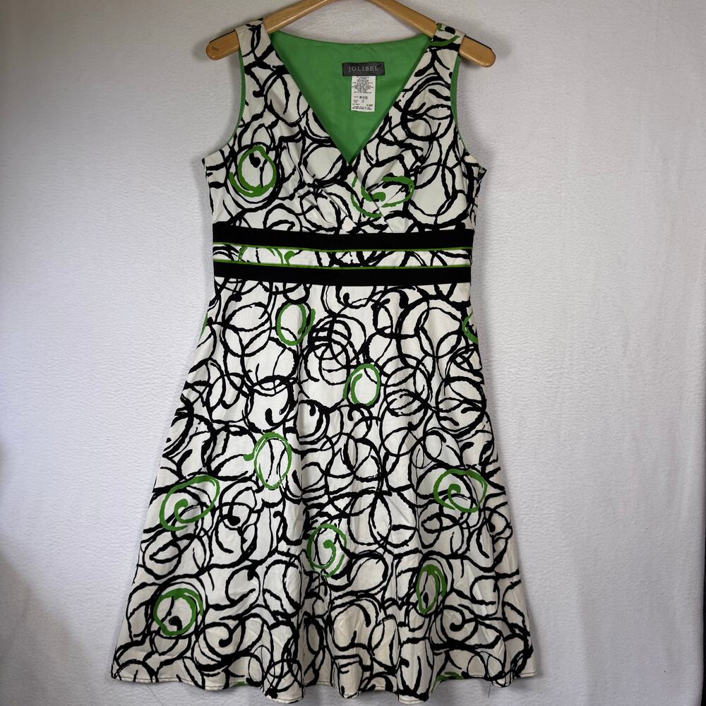 JOLIBEL Womens A-Line Dress V-Neckline Artsy Flowy Retro Style size 12